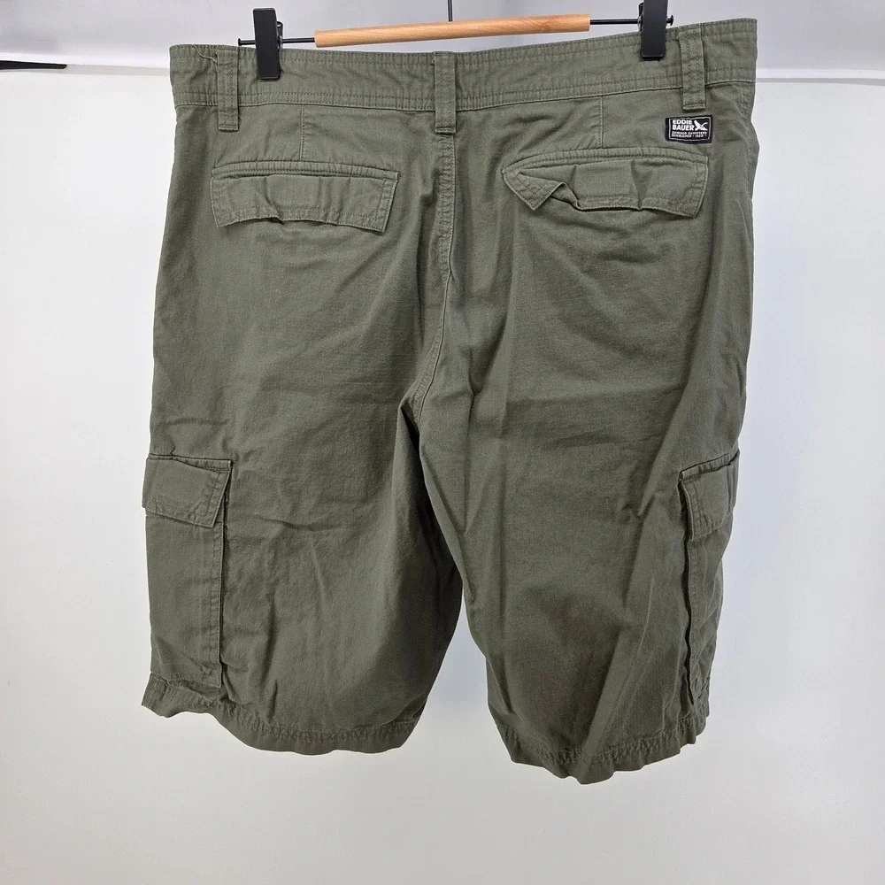 Eddie Bauer Cargo Shorts‎ Mens 34 Green Cotton Outdoor Gorpcore Utility